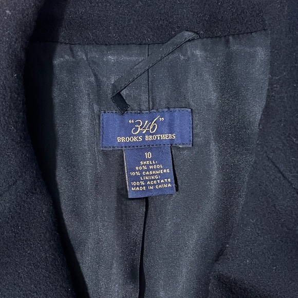 Brooks Brothers 346 Black Wool-Cashmere Blend Trench Coat, Women's Size 10 - Picture 5 of 15